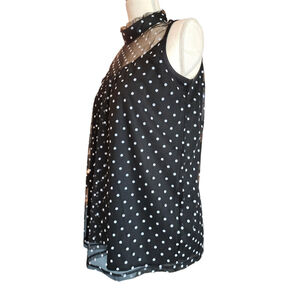 Shannon Ford New York Black & White Polka Dot Sleeveless Layered Sheer Top M